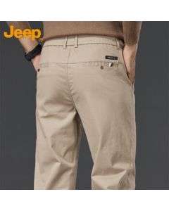JEEP Casual Pants for Men, Loose Fit Straight Leg Versatile Trousers for Spring and Autumn, Business Casual Style, Khaki 28