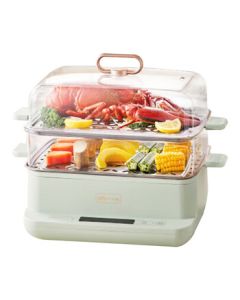 Bear Electric Steamer DZG-C90G3 Green 9L 6 Preset Menus 9.5H Delay Start Double-Layer Capacity Stainless Steel Steam Tray 800W 10103C90G3001