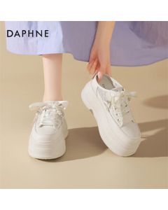 Daphne Women's Closed-Toe Slip-On Sandals New Thick-Soled Mesh Breathable White Shoes 4025101462 Single Mesh Beige 36