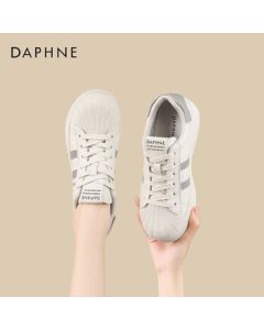 Daphne Women's Casual Shoes Thick-Soled Height-Increasing Comfortable Sneakers Breathable Shell-Toe Shoes 4024101644 Beige Gray 37