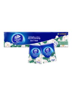 Vinda Camellia Handkerchief Tissue 4-Ply 8 Sheets * 12 Packs, Wet and Strong, Pocket Tissue, Facial Tissue (Free Shipping)