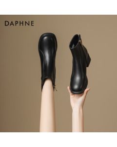 Daphne Women's Ankle Boots 2025 New Arrival Autumn Winter Chunky High Heel Versatile Slim Boots Casual Boots Martin Boots Black 35