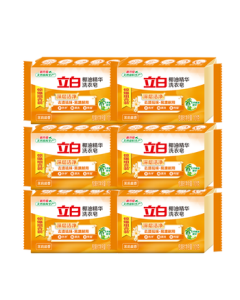 Liby Coconut Oil Essence Laundry Soap Bar, Transparent Soap Combo Pack (101g*6) Stain Removal & Brightening, Gentle on Hands