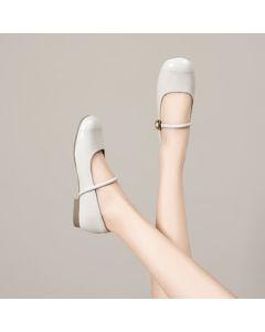 Daphne Retro Soft Leather Mary Jane Women's Shoes 2024 Spring Summer Flat Dress Shoes Wanwan Style Gentle Shoes Beige 39