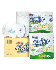 Mind Act Upon Mind Kitchen Paper KT102 Oil-Absorbing Sheets, 75-Sheet 4-Pack 8-Roll Printed Kitchen Paper Towel, Bulk Sale