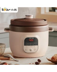 Bear Ceramic Electric Slow Cooker 5L Large Capacity Electric Stew Pot with Sand Inner Pot for Soup, Congee, and Health Stews, Model DDG-D50N1