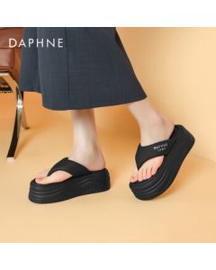 Daphne Women's Sandals Thick Sole Platform Flip Flops Toe Post Outdoor Slippers Shoes 4024303088 Black 37