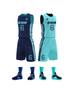Custom Hero Double-Sided Basketball Jersey Custom Sports Set Training Jersey Free Printing Jersey DZX307 Royal Blue & Light Lake Blue