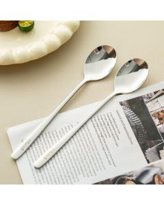 onlycook 316L Stainless Steel Spoons, Soup Ladle, Table Spoon, Household Thickened Round Bottom Serving Spoon, Rice Spoon, Cutlery, Set of 2