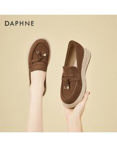 DAPHNE Woven Retro Platform Fisherman Sandals for Women, Slip-On Birkenstock Style Fashion Flats - Khaki, Size 37