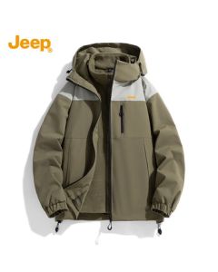JEEP Unisex All-Terrain Jacket 3-in-1 Two-Piece Set Windproof Fleece-Lined Coat 9306 Desert Green M