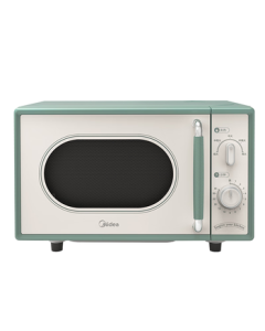 Midea Mini Flavor Microwave Oven - Compact Retro Knob Design, Mint Green Style, Energy Efficiency Class 1, Flatbed Inverter, Quiet Operation, Pre-made Food Heating (Model M1G1)