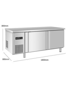 Xuecun Commercial Refrigeration Worktable Horizontal Kitchen Cold Water Bar Counter Freezer Milk Tea Shop Refrigerator 1800*800*800 Refrigeration (201/Full Copper Tube)