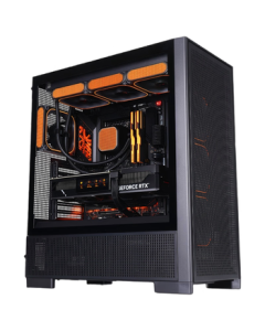 aigo Fuyao Baili Black Tempered Glass Side Panel ATX Mid-Tower PC Case, Supports 360mm Liquid Cooling/ATX Motherboard/Airflow Design/Six-Sided Mesh Dustproof Cooling