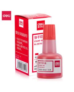 deli 9874ES Quick-Dry Clean Stamp Pad Ink 40ml, Fast-Drying Clean Ink for Financial Stamps, Office Supplies, Red (6 Bottles) [ZY]