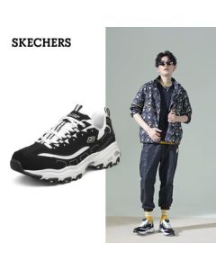 Skechers D'LITES Series Men's Fashion Lace-Up Chunky Platform Sneakers 52675 Black/White Size 43