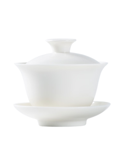 Gold-Inlaid Jade Kung Fu Tea Set Teapot, Lid Bowl with Mutton Fat White Porcelain, Large Home Brewing Tea Bowl, Sweet White Lid Bowl