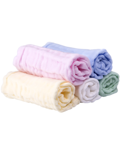 Kaili Baby Gauze Square Towels 6-Ply 5-Pack Pure Cotton Muslin Drool Bibs Face Wash Bath 30*30