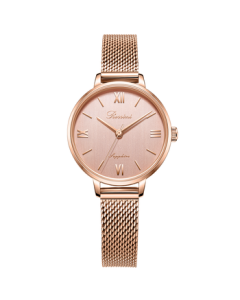 ROSSINI Women's Watch Birthday Gift for Students Waterproof Minimalist Pink Dial Quartz Small Gold Watch 619920