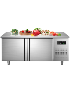 Aituo (ITO) 1.8m*0.8m Commercial Dual-Temperature Worktable Kitchen Milk Tea Shop Stainless Steel Refrigeration Freezer Combination Workbench Horizontal Double Door Freezer ITO-GZT03