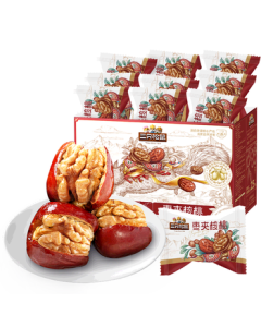 Three Squirrels Jujube with Walnut Gift Box 750g - Red Date, Junzao Nut, Walnut Snack, Xinjiang No-Wash Large Jujube, Gift