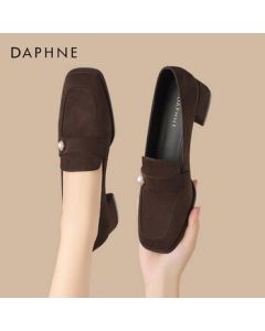 Daphne Women's Loafers British Style Suede Slip-On Lazy Shoes 4024404125 Brown 37