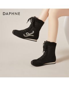 DAPHNE Women's Flat Sandal Boots Summer Thin Mesh Breathable Ankle Boots Comfortable Soft-Sole Versatile Casual Boots Black 38