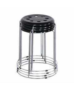 Naside SYJ-220 Round Stool with Reinforced Steel Frame, Thickened Shoe Changing Stool, Iron Stool, High Round Stool, Leather Stool, Storage Stool - Black Eight-Hole Plastic Stool (1 Piece)