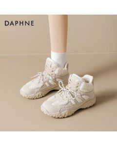 Daphne Chunky Sole Trainer Shoes for Women 2025 New Retro Versatile Anti-Slip Casual Sneakers Women Beige 38