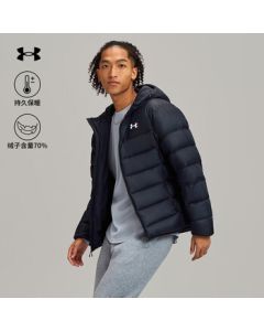 Under Armour (UNDERARMOUR) Winter New Core Men's Hooded Short Puffer Jacket with Duck Down Insulation 6001970 Black 001 XL