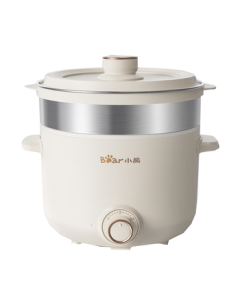 Bear Electric Cooking Pot, Instant Noodles Hot Pot Mini Electric Pot for Dormitory, Steamer, Multi-functional Multi-purpose Electric Heating Pot, 2.5L Integrated Steaming and Boiling with Steamer Tray DRG-E25H1