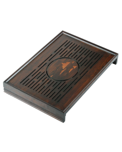 Changshengyuan Tea Tray Tea Coaster, Chinese Style Walnut-Colored Bamboo Tea Tray with Dual Storage and Drainage Function, Wangyue Tea Tray 50*34*6.5cm