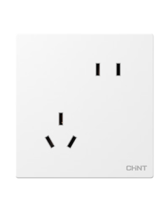 CHNT Switch Socket Non-Sprayed Cream Style Large Panel Recessed Socket X1M Slanted Five-Hole Socket Diamond White