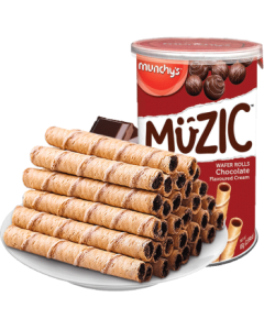 Munchy's Imported Chocolate Filled Roll Wafer Biscuit Snack Dessert Afternoon Tea 85g Pure Cocoa in Can