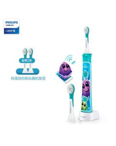 Philips (PHILIPS) Children's Electric Toothbrush for Boys and Girls, Bluetooth Version, Suitable for Ages 4-12, 2 Modes, Includes 2 Mini Brush Heads and 8 Colorful Stickers, HX6322