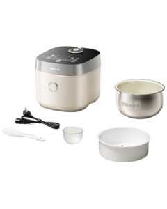 Bear Electric Rice Cooker 0-Fluorine Iron Pot Rice Cooker, Multi-Grain Cooking with Top and Bottom Heating, Compact 3L Gray for 3-4 People, Multi-Functional Smart Timer DFB-D30T1