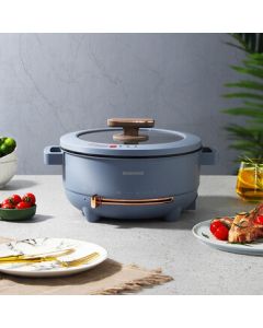 DAEWOO Electric Hot Pot Multi-function Cooking Pot for Home Use, 5L Large Capacity Electric Hot Pot for Friends Gathering, Mist Blue