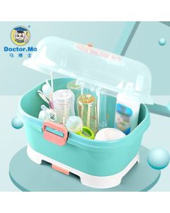 Dr. Brown's Baby Bottle Drying Rack Storage Box with Drainage Shelf, Green