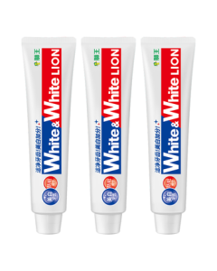 Lion Whitewhite Imported Whitening Toothpaste Dutch Mint 150g×3 (Large White Tube, Removes Yellowing and Stains)