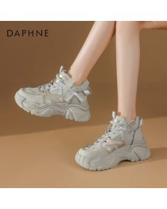 Daphne Women's Casual Shoes Platform Elevator Dad Sneakers Versatile Sports Shoes 4023404283 Grey Gold 37