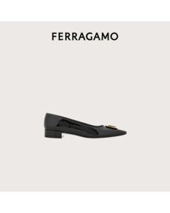 Ferragamo Women's Black Logo Mid-Heel Shoes 0775259_1D _ 75 Gift for Girlfriend