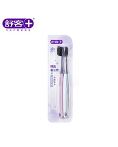 Saky+ Toothbrush, Charcoal Energy Soft Bristle Toothbrush Twin Pack, Gum Care & Teeth Cleaning