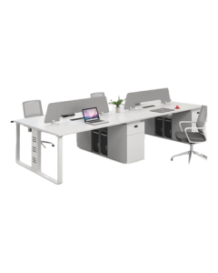 Ximulai Modern Minimalist Office Desk for 4 Staff with Chairs, Finance Workstation Computer Table, 4-Person Employee Desk and Chair Set