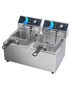Donper Commercial Double Tank Electric Deep Fryer, Large Capacity Single Tank Electric Fryer for Chicken Wings, Fries, Chicken Cutlets, Fried Dough Sticks, EF-12L-2