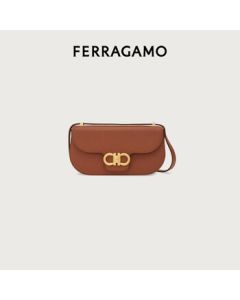 Ferragamo Women's Rust Gancini Double-Buckle Crossbody Bag 0784613 Gift for Girlfriend