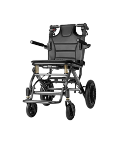 owhon Lightweight Foldable Shock-Absorbing Portable Manual Wheelchair with Pull Rod for Elderly Travel