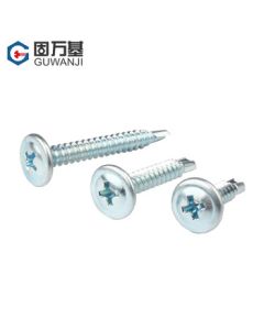 GUWANJI Cross Round Head Washer Self-Drilling Screws Cross Round Head Washer Self-Tapping Screws Zinc-Plated Tailed Screws M4.2x19 [100pcs/pack]