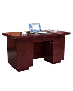 Naigao Office Desk Computer Desk Office Paint Writing Desk with Keyboard Drawer for Office Staff 1.4m Red Brown