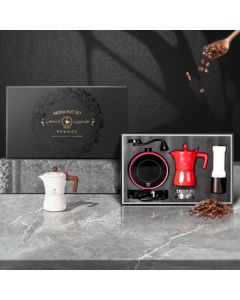 GUOZI Leisure Time·Moka Pot Set Small Moka Pot + Electric Stove + Manual Coffee Grinder GZ-F04 Random Color