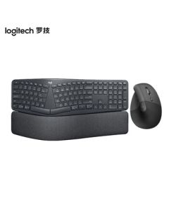 Logitech K860 Wireless Bluetooth Keyboard + Lift Ergonomic Mouse Combo (Black) - Full-Size Split Keyboard for Multiple Operating Systems, Multi-Device Pairing
